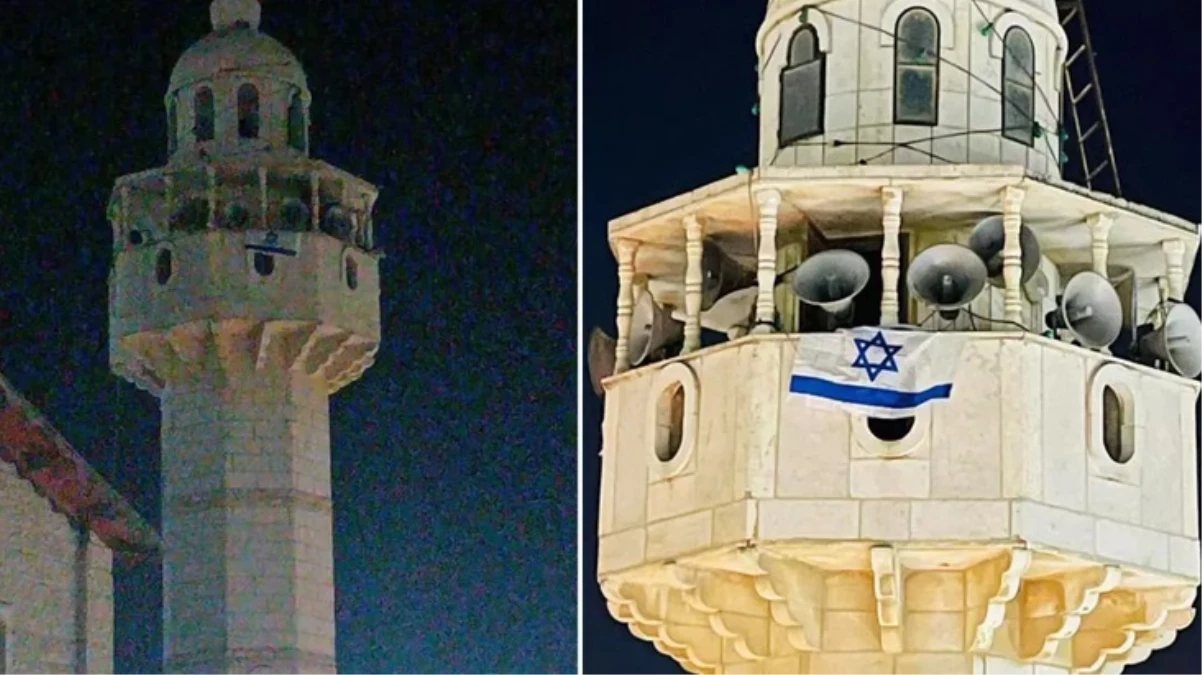 Bu utanç da İslam ülkelerine yeter! Cami minaresine İsrail bayrağı astılar