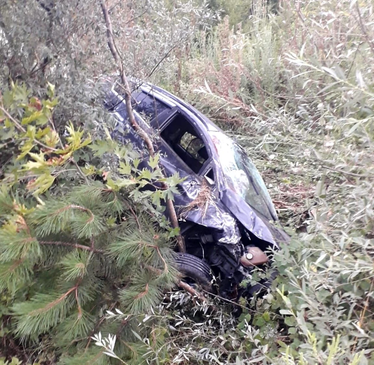 Bursa'da otomobil şarampole uçtu, 2 kişi yaralandı
