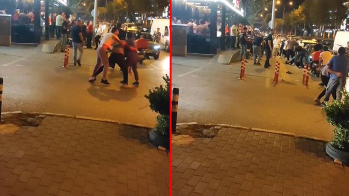 Bursa'da yan bakma kavgası sokağa taştı! Onlarca kişi acımasızca birbirlerine girdi