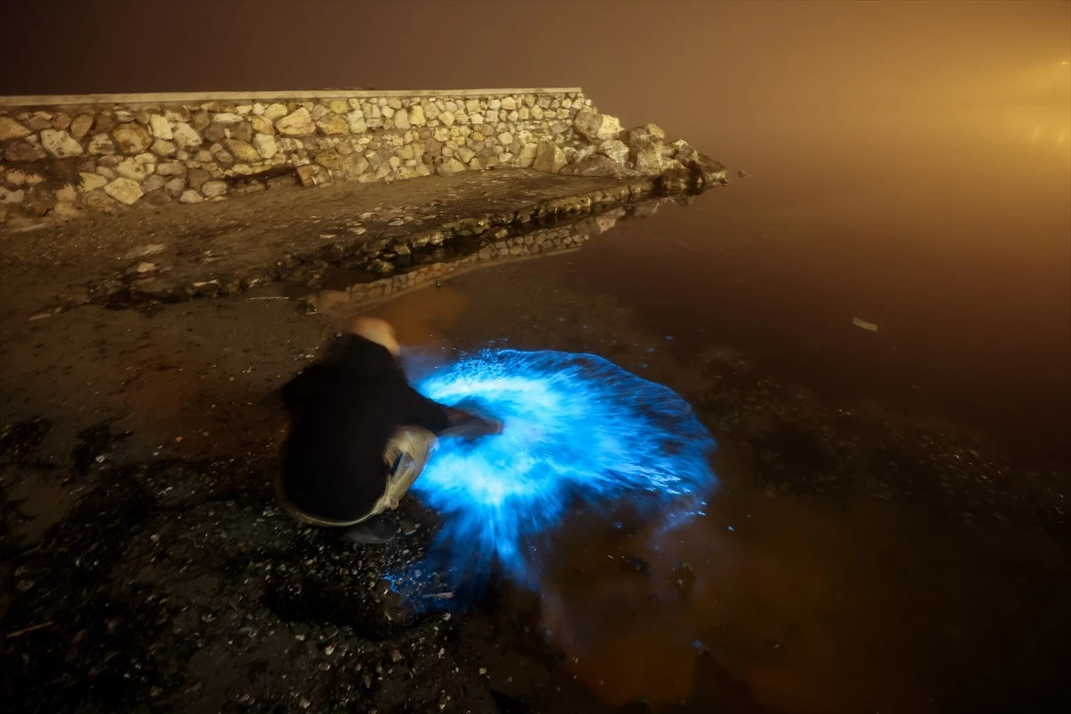 Doğanın sihri! Marmara Denizi'nde planktonların çoğalmasıyla suda mavi parlamalar oluştu