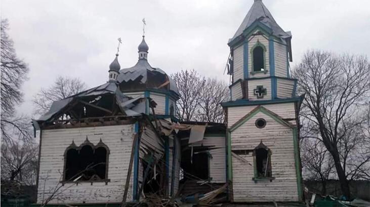 Fotoğraf Ukrayna'dan! 150 yıllık kilise büyük hasar gördü