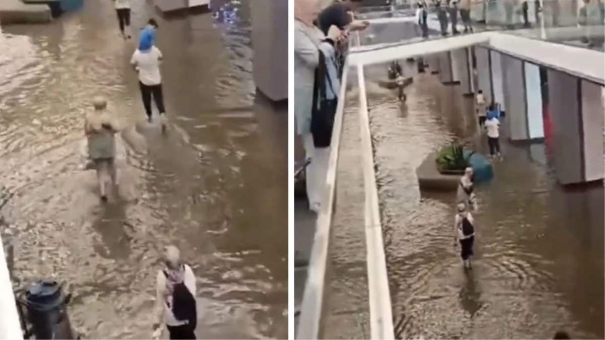 İstanbul'daki şiddetli yağış nedeniyle İkitelli'deki AVM'yi su bastı