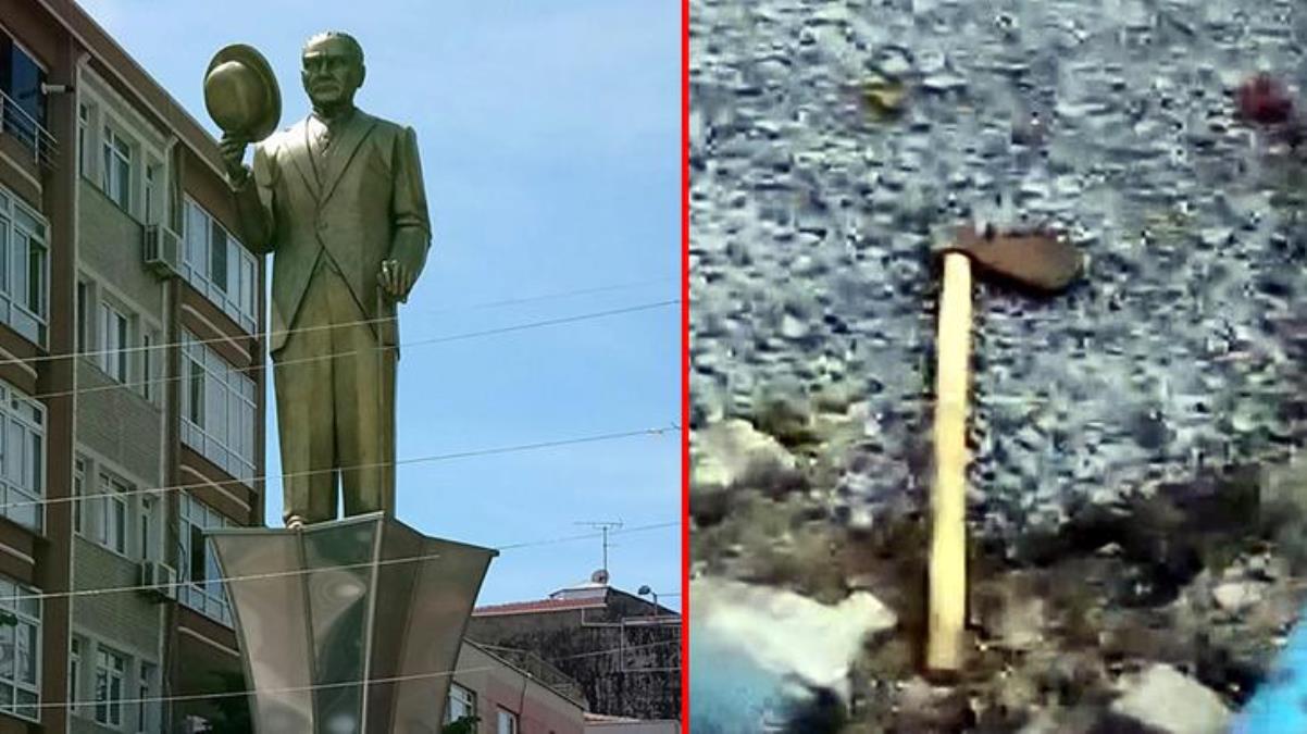 İstanbul'un göbeğinde Atatürk anıtına baltalı saldırı