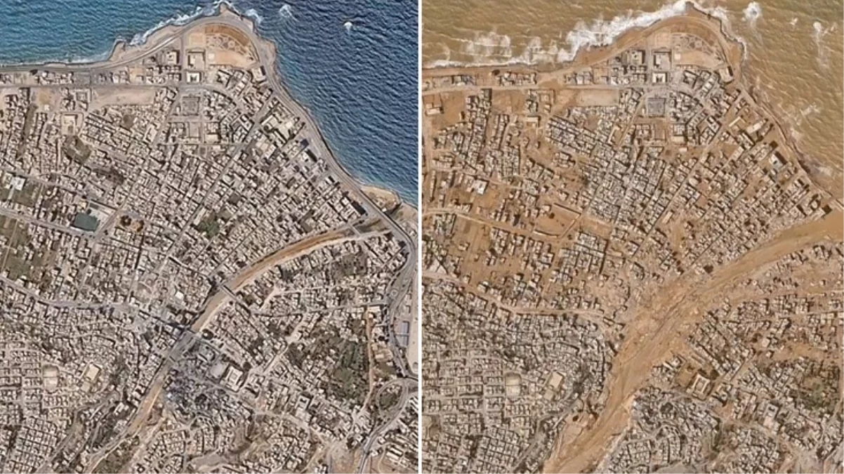 Libya'yı vuran sel felaketinin bıraktığı büyük yıkım uydu görüntülerine yansıdı