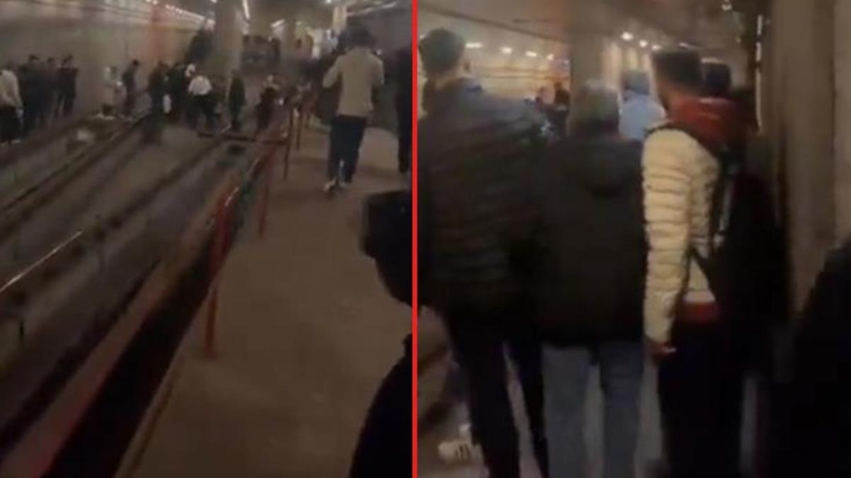 Metroda ilginç görüntü! Vatandaşlar raylara inip durağa kadar yürümek zorunda kaldı