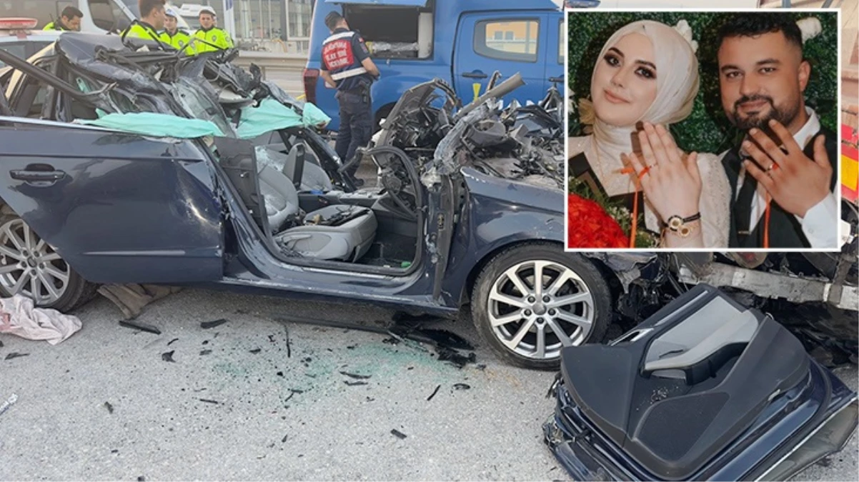 Otomobilin kağıt gibi ezildiği kazada nişanlı çift hayatını kaybetti