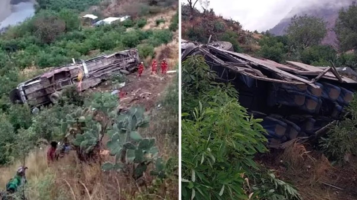 Peru'da 200 metrelik uçuruma yuvarlanan yolcu otobüsünde 24 kişi hayatını kaybetti