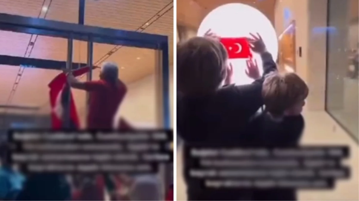 Türk Bayrağı asmayan Apple mağazası tepki çekti! Vatandaşlar kapısına zorla bayrak astılar