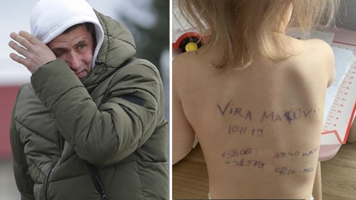 Ukrayna'dan kahreden görüntü! Aileler, hayatta kalma ihtimaline karşı çocukların bedenlerine isim yazıyorlar