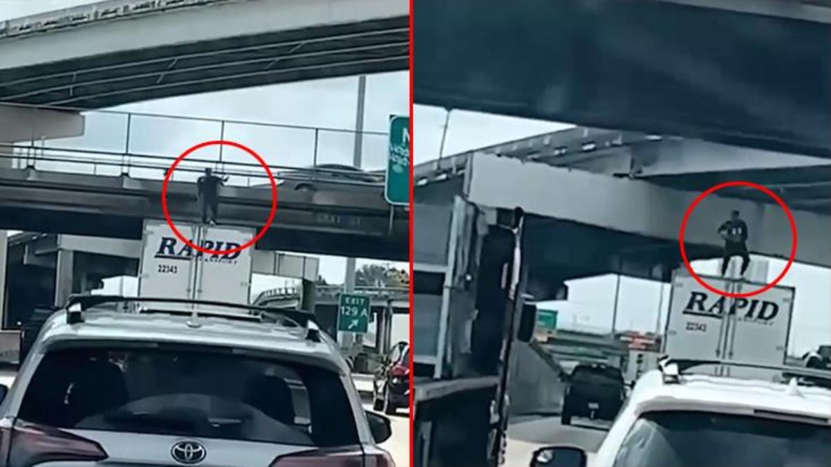 ABD'de tırın üstünde dans eden adam önce köprüye ardından üst geçide çarparak hayatını kaybetti