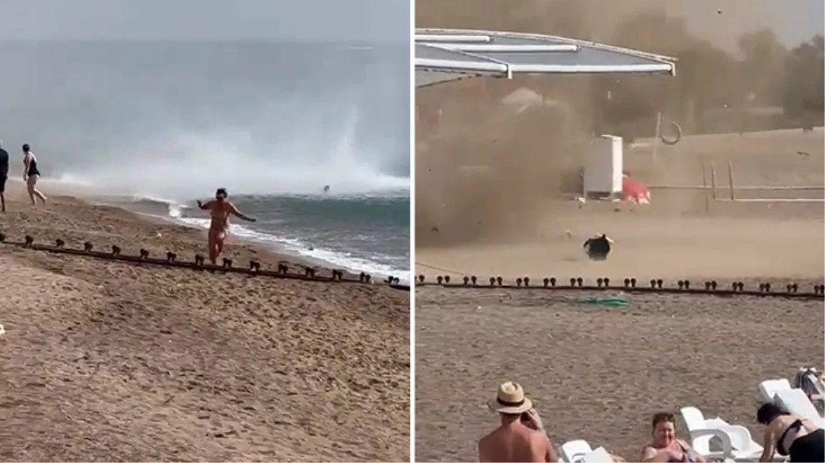 Antalya'da korkutan hortum! Turistler nereye kaçacağını bilemedi