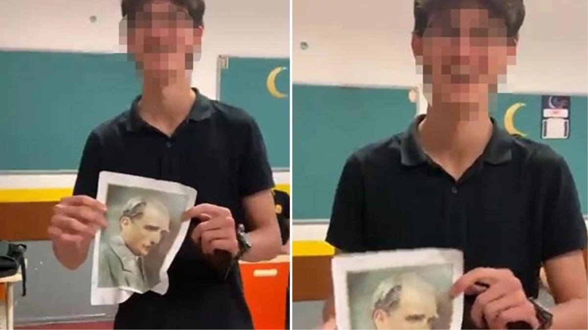 Atatürk'ün fotoğrafıyla uygunsuz hareketler yapan 17 yaşındaki genç gözaltına alındı