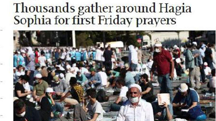 Ayasofya’da 86 yıl sonra ilk Cuma namazı dünya basınında