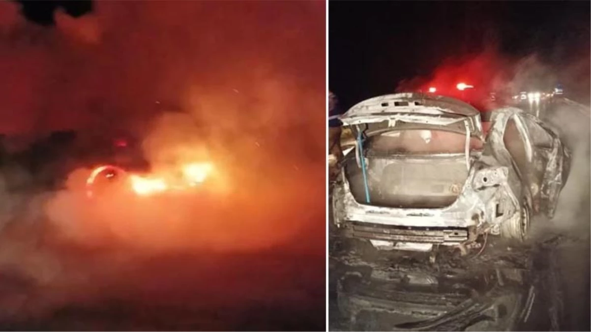 Bariyerler çarpan otomobil alevlere teslim oldu: 1 ölü, 1 yaralı