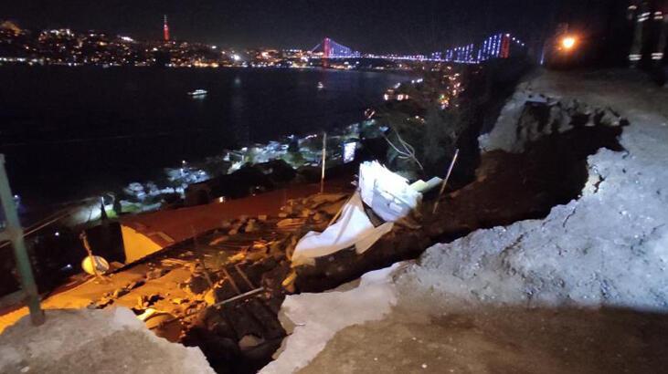 Beşiktaş’ta istinat duvarı evin üstüne çöktü