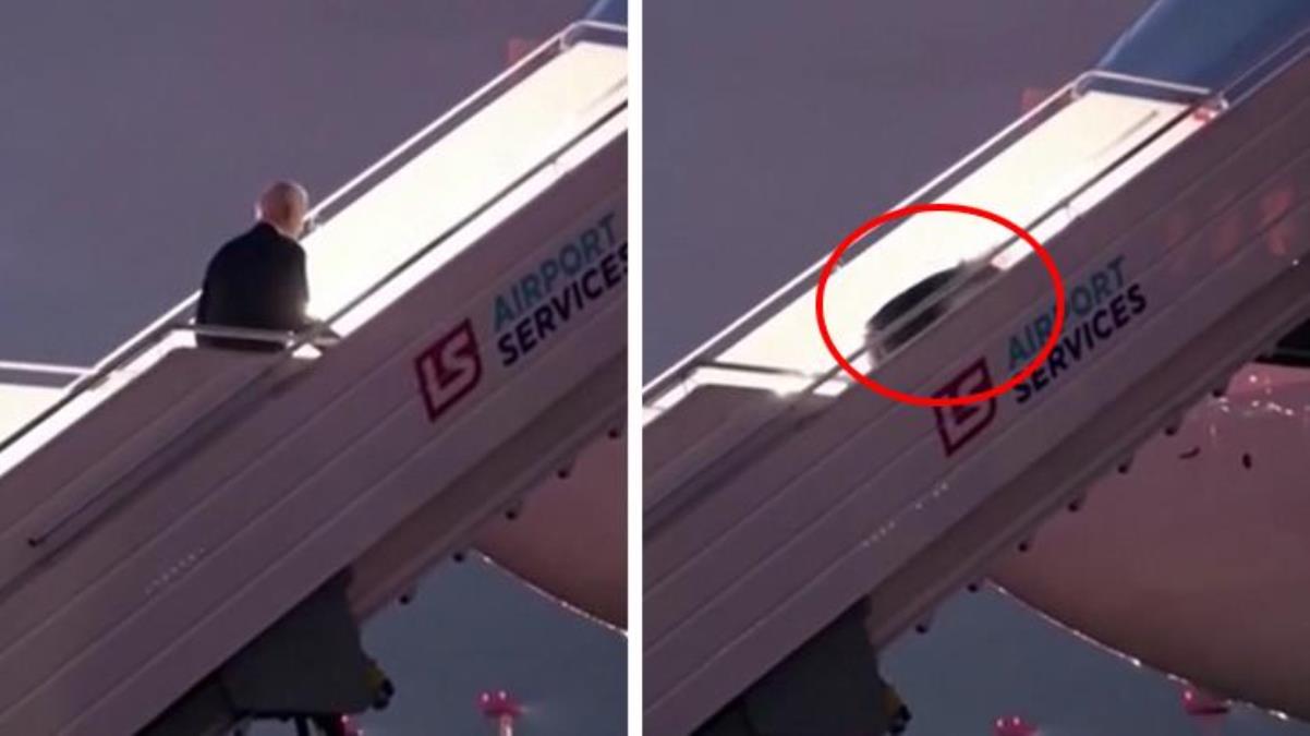 Biden'ın zor anları! Uçağa bindiği sırada merdivenlerde yere kapaklandı