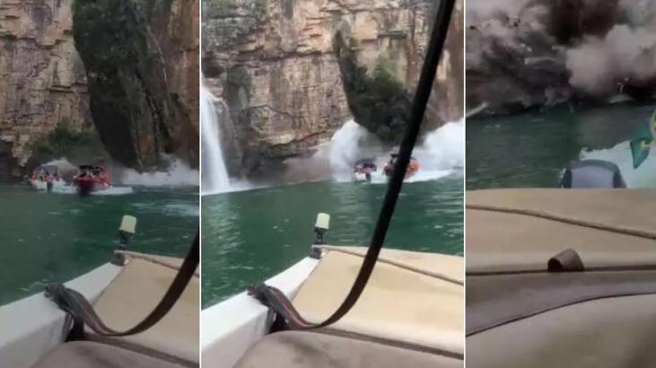 Brezilya'dan şok görüntü! Dev kaya teknelerin üzerine düştü: Çok sayıda ölü ve yaralı var