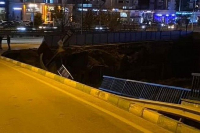 Bursa'da yol çöktü! Yol trafiğe kapatıldı