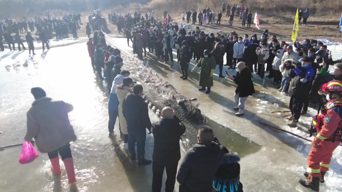 Çin'de Buz Üstünde Balık Avı