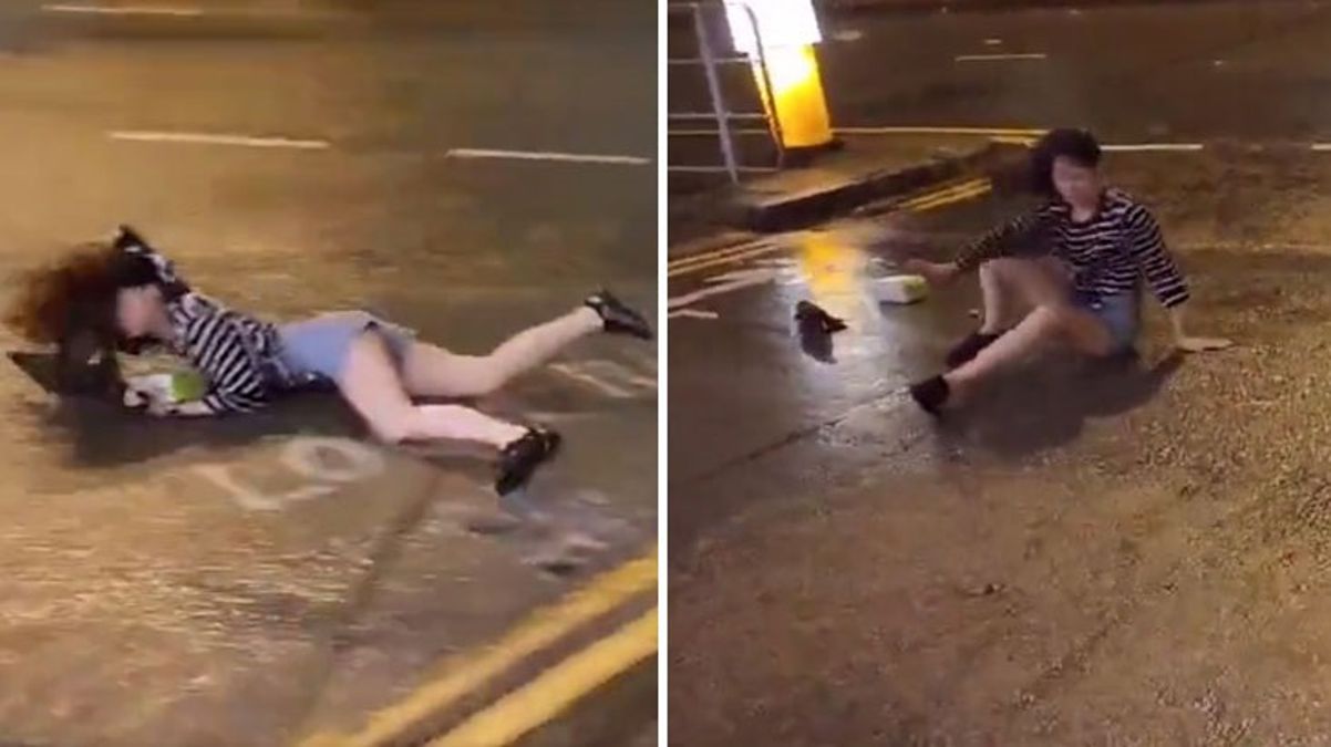 Çin'de Saola Tayfunu nedeniyle etkisini arttıran şiddetli rüzgar bir kadını uçurdu