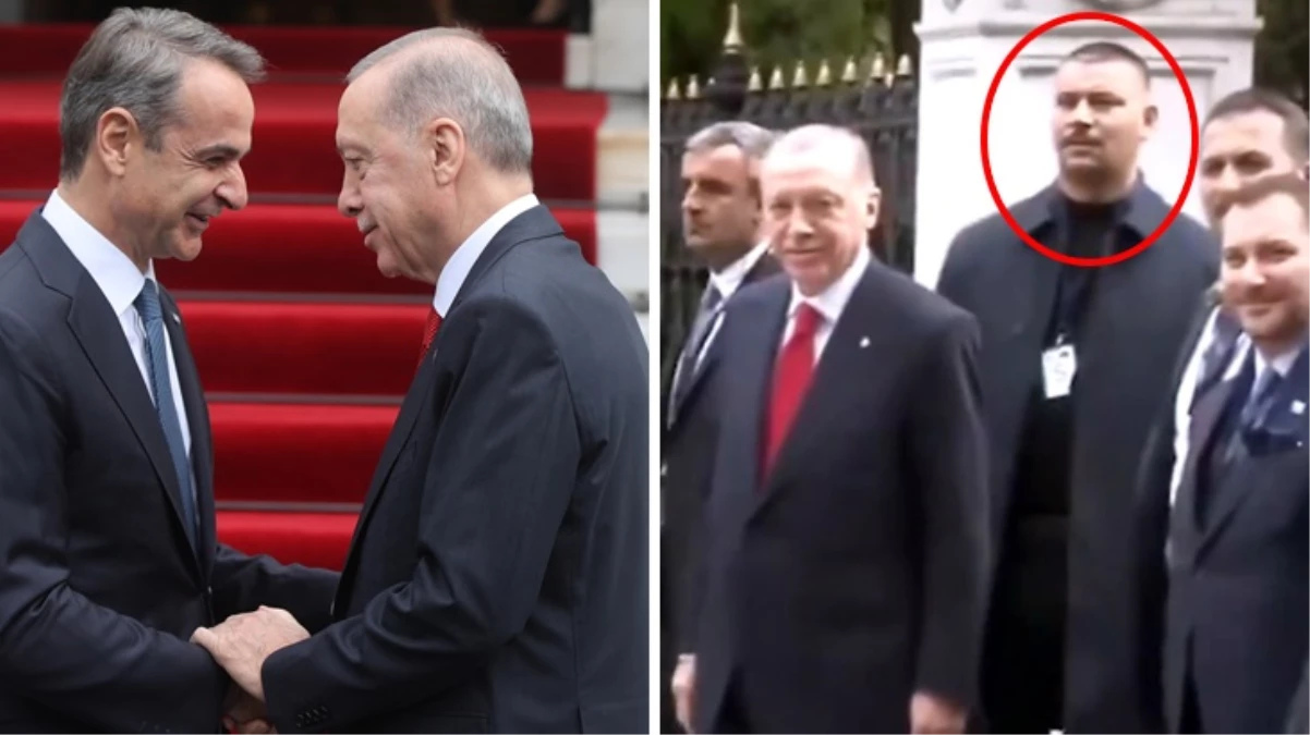 Cumhurbaşkanı Erdoğan'ın uzun boylu ve bıyıklı koruması Yunanistan'da gündem oldu