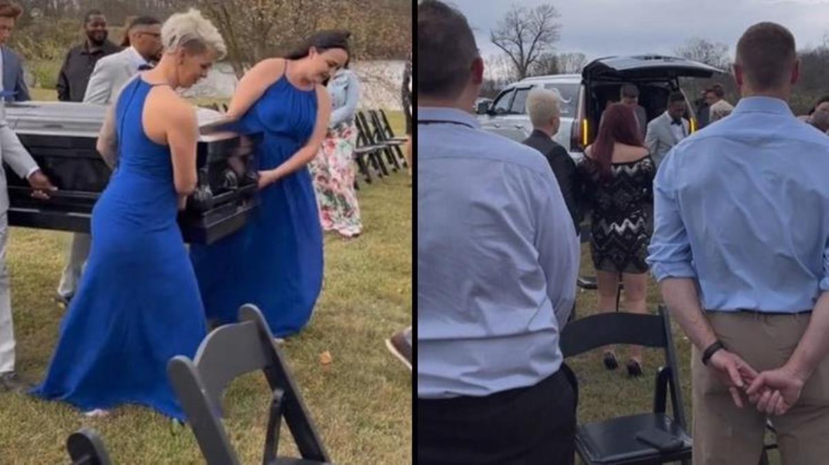 Davetliler donup kaldı! Yürüyerek gelmesi gereken düğününe tabutta geldi