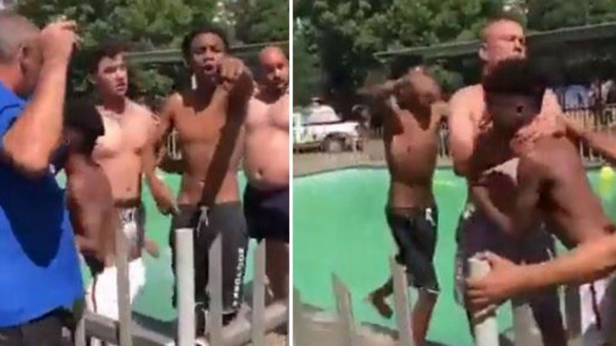 Dünyayı ayağa kaldıracak görüntüler! Siyahi çocuğu tekme tokat döverek havuzdan attılar