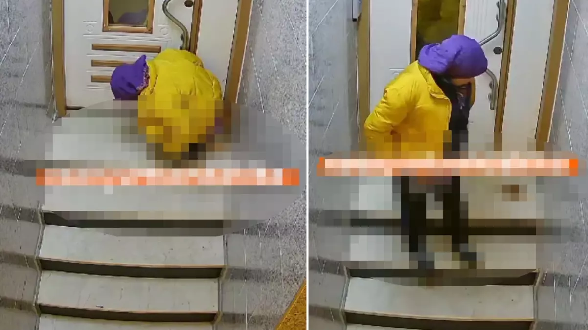 Esenyurt'ta bir kadın, apartman kapısı önüne tuvaletini yaptı