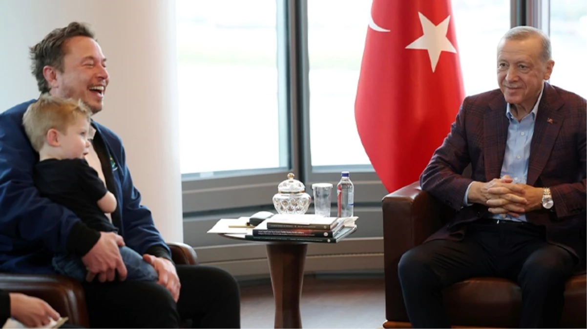 Görüşmeye çocuğuyla geldi! Cumhurbaşkanı Erdoğan'dan Elon Musk'a 