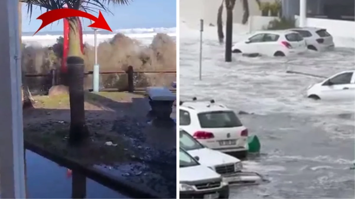 Güney Afrika'da dev dalgalar tüm kıyı şeridini savaş alanına çevirdi! 1 kadın yaşamını yitirdi