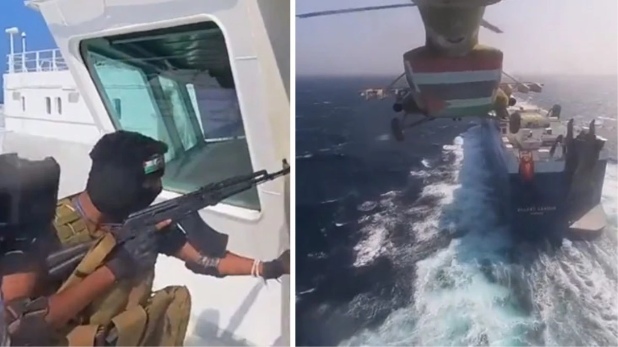 Husiler, Kızıldeniz'de İsrail gemisini ele geçirdikleri operasyonun görüntülerini paylaştı