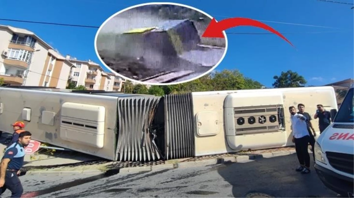 İETT otobüsü devrildi! Yaralıların olduğu kaza anı kamerada