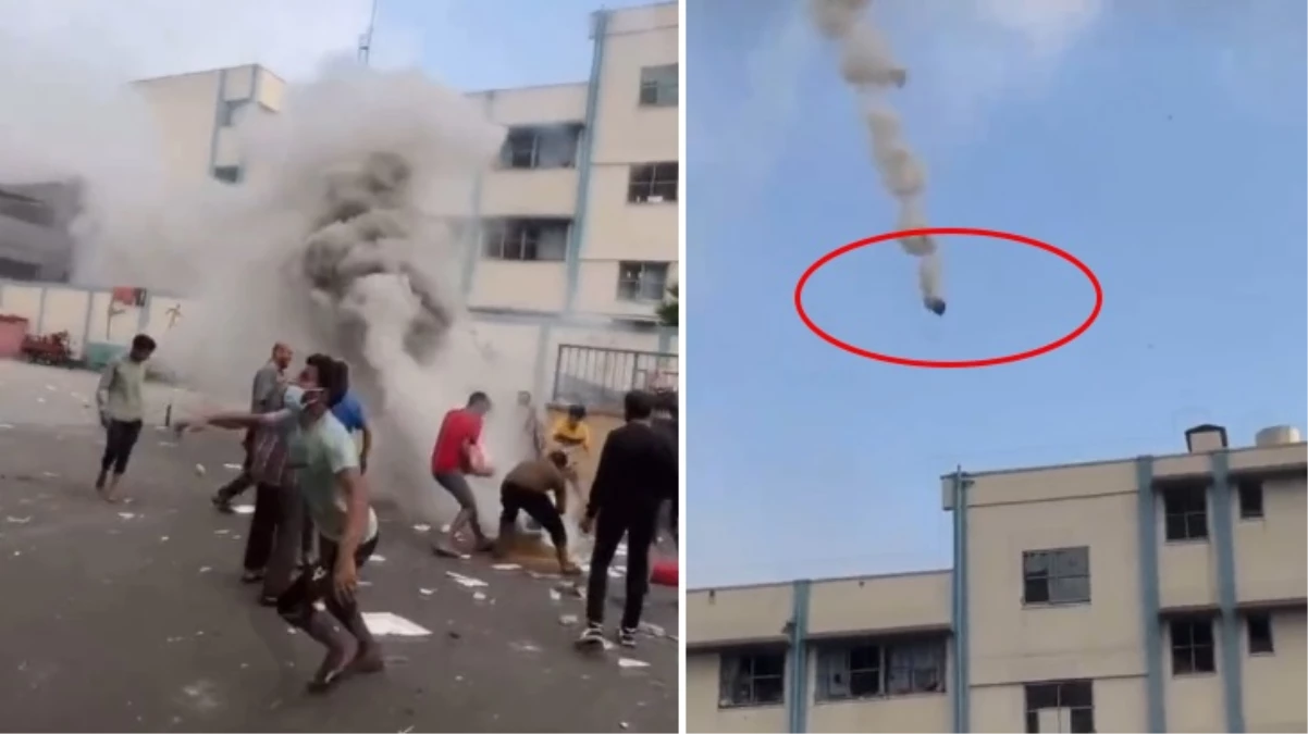 İsrail, Gazze'deki bir okulu yasaklı olan beyaz fosfor bombalarıyla vurdu! Panik anları anbean kamerada