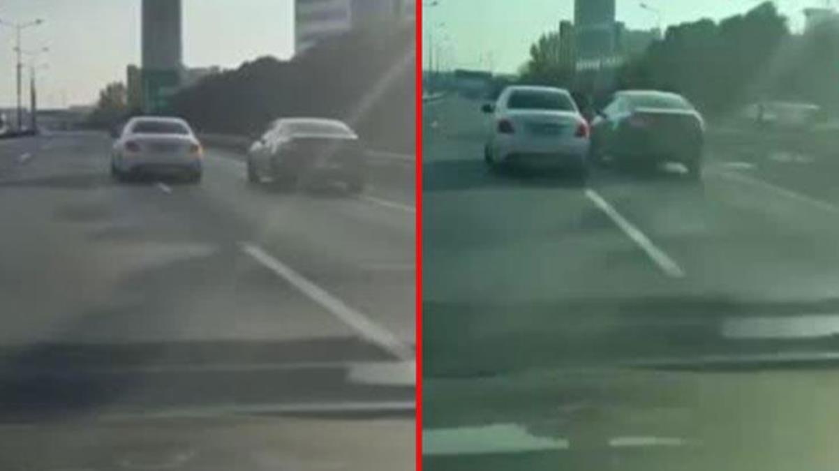 İstanbul trafiğinde akıl almaz magandalık! 3 şeritli yolu iki sürücü paylaşamadı