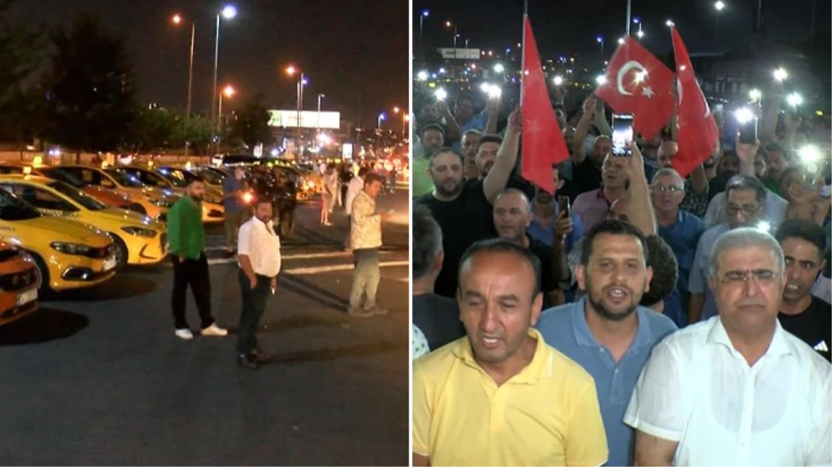 İstanbul'da taksimetre ücretine yüzde 100 zam isteyen taksiciler eylem yaptı