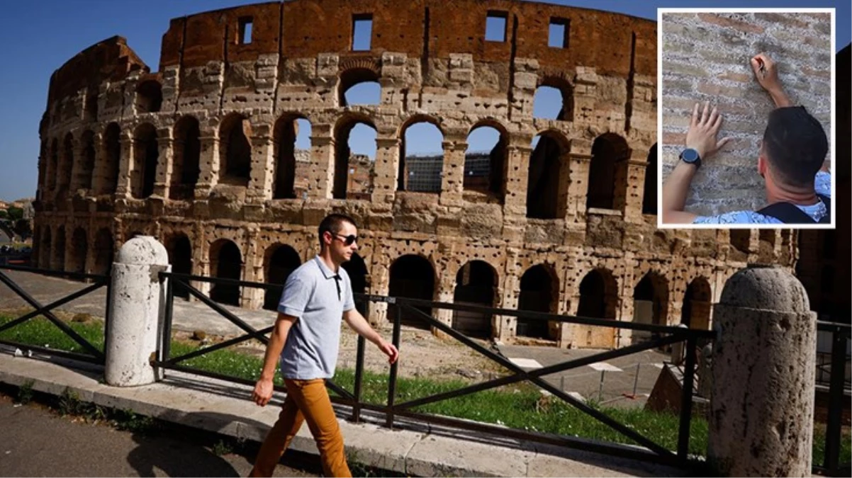 İtalya'da dünyaca ünlü Kolezyum'a anahtarla adını kazıyan turistin başı derde girdi! Hapis cezasıyla karşı karşıya