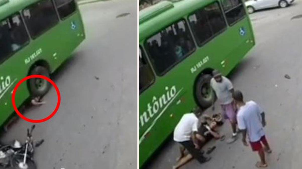 Kafası tekerin altında ezilen adamın mucize kurtuluşu kamerada