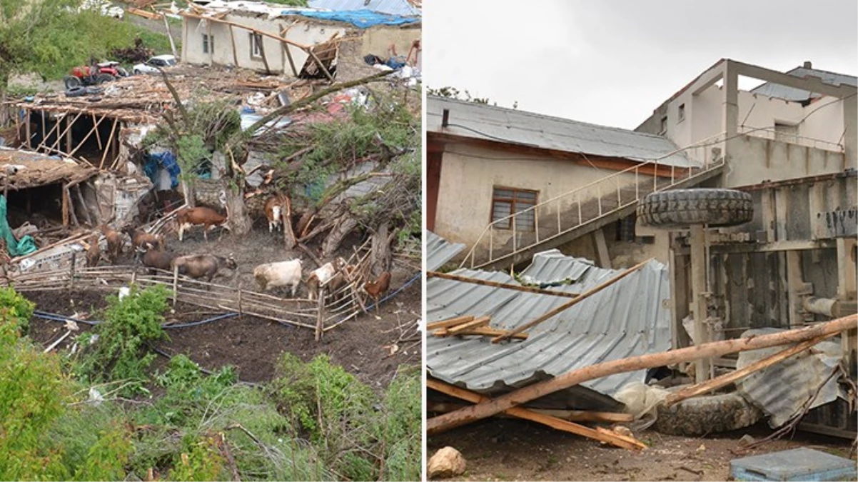 Kahramanmaraş'ta hortum çatıları uçurdu, ağaçları yerinden söktü