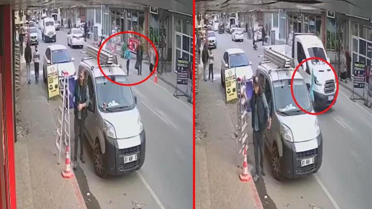 Kamyonetin çarptığı çocuk metrelerce sürüklendi! O anları iş yeri kamerası anbean kaydetti