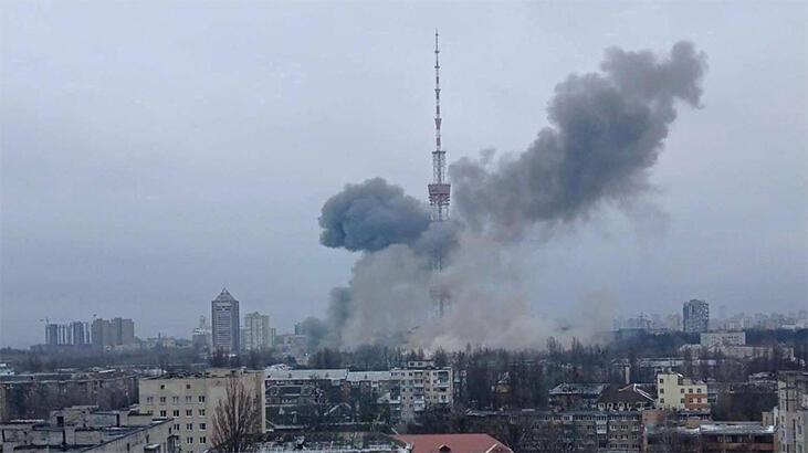 Kiev'de televizyon kulesi vuruldu! Açıklama geldi
