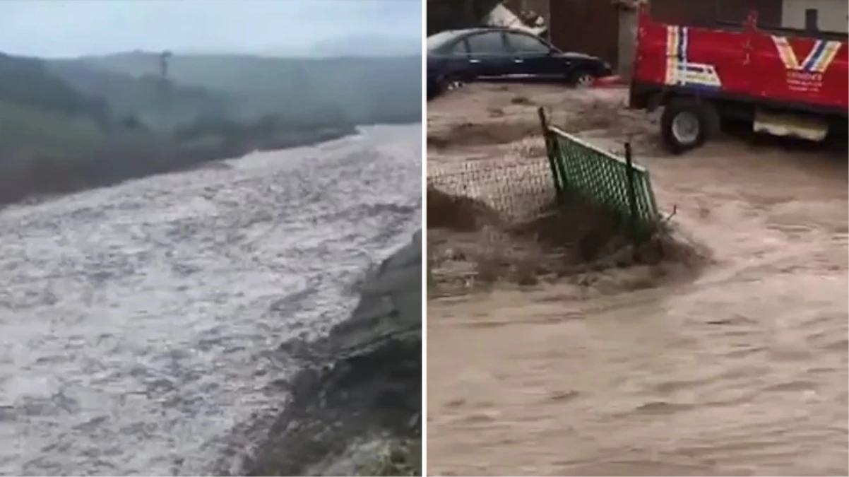 Kırıkkale'de sel felaketi nedeniyle evleri su bastı, duvarları yıkılan ahırdaki koyunlar sele kapıldı