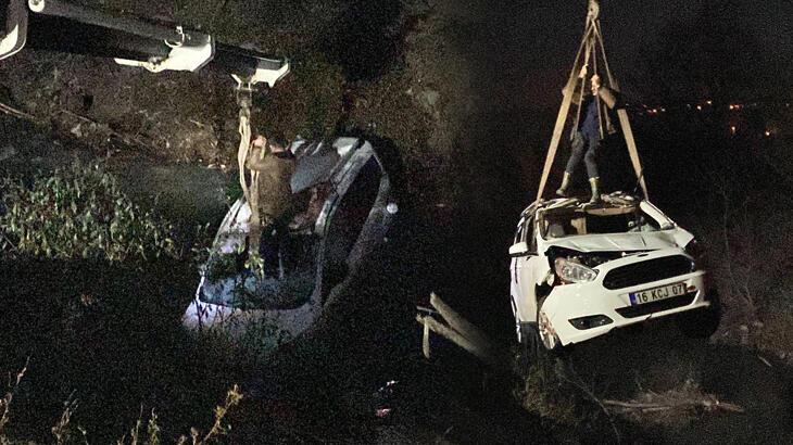 Kontrolden çıkan araç takla atarak dereye uçtu