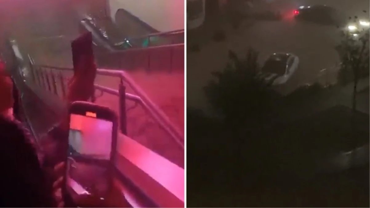 Kuvvetli yağış Başakşehir'de hayatı felç etti! Metroyu su bastı, araçlar selde sürüklendi