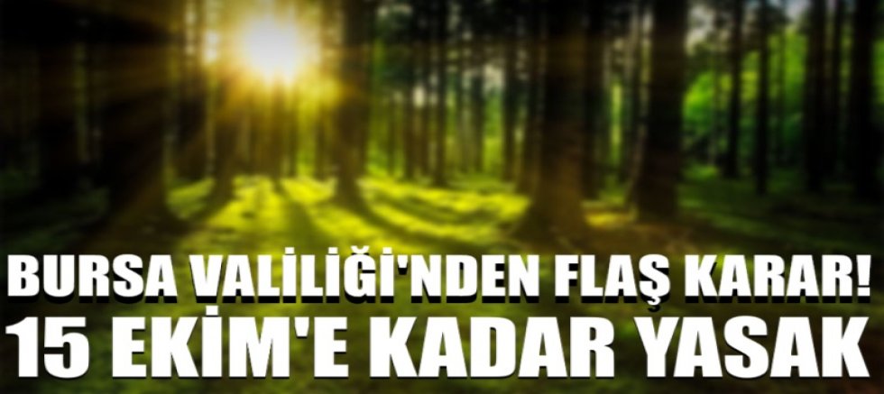Bursa Valiliği’nden flaş karar! 15 Ekim’e kadar yasak