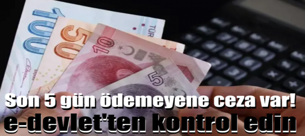 Son 5 gün ödemeyene ceza var! e-devlet'ten kontrol edin