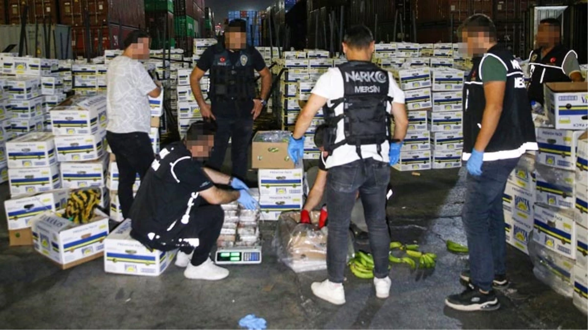 Mersin Limanı'nda muz yüklü gemide, 610 kilogram kokain ele geçirildi