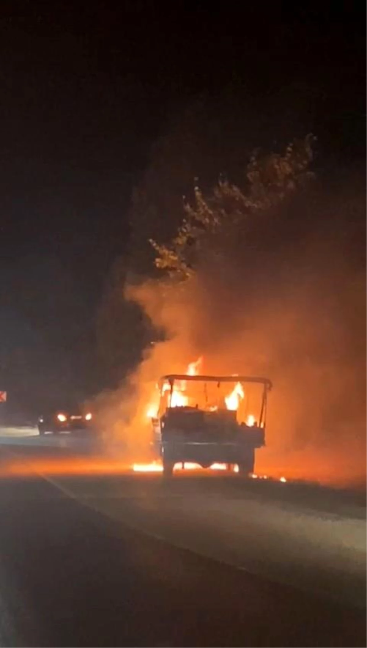 Mudanya'da kamyonet alev alev yandı