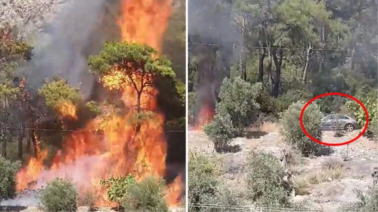 Muğla'daki yangının çıkış anı kamerada! Gizemli araç detayı
