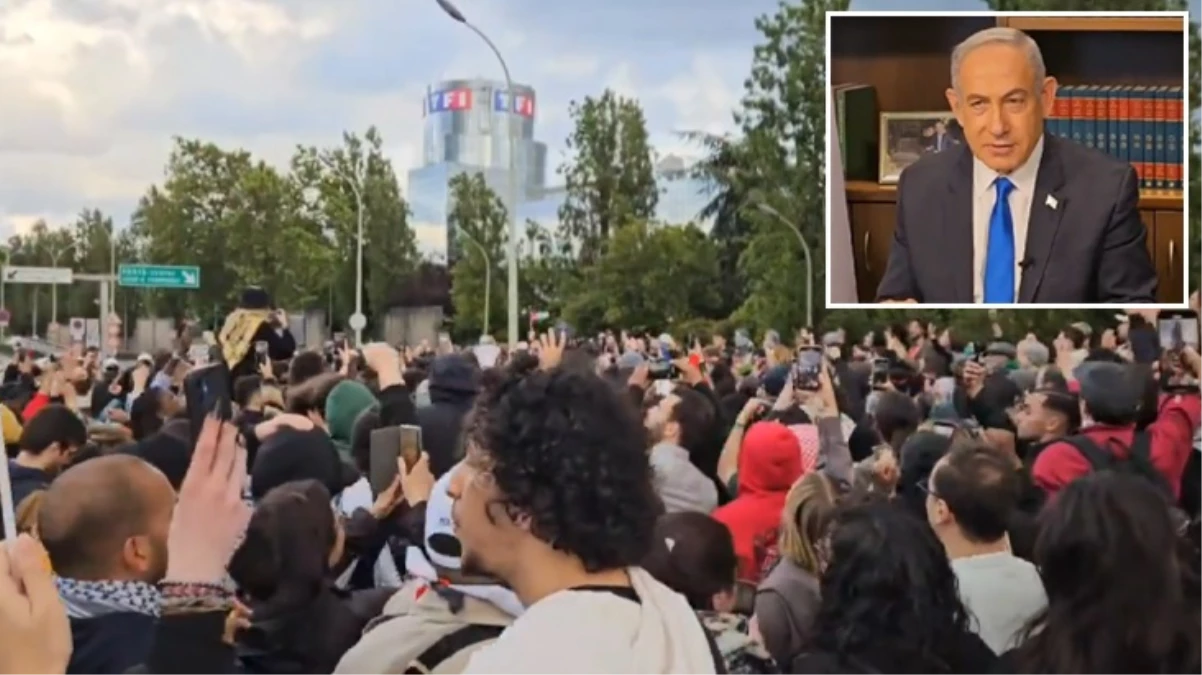 Netanyahu ile röportaj yapan Fransız kanalı ülkeyi karıştırdı! Yüzlerce kişi kanal binası önünde toplandı