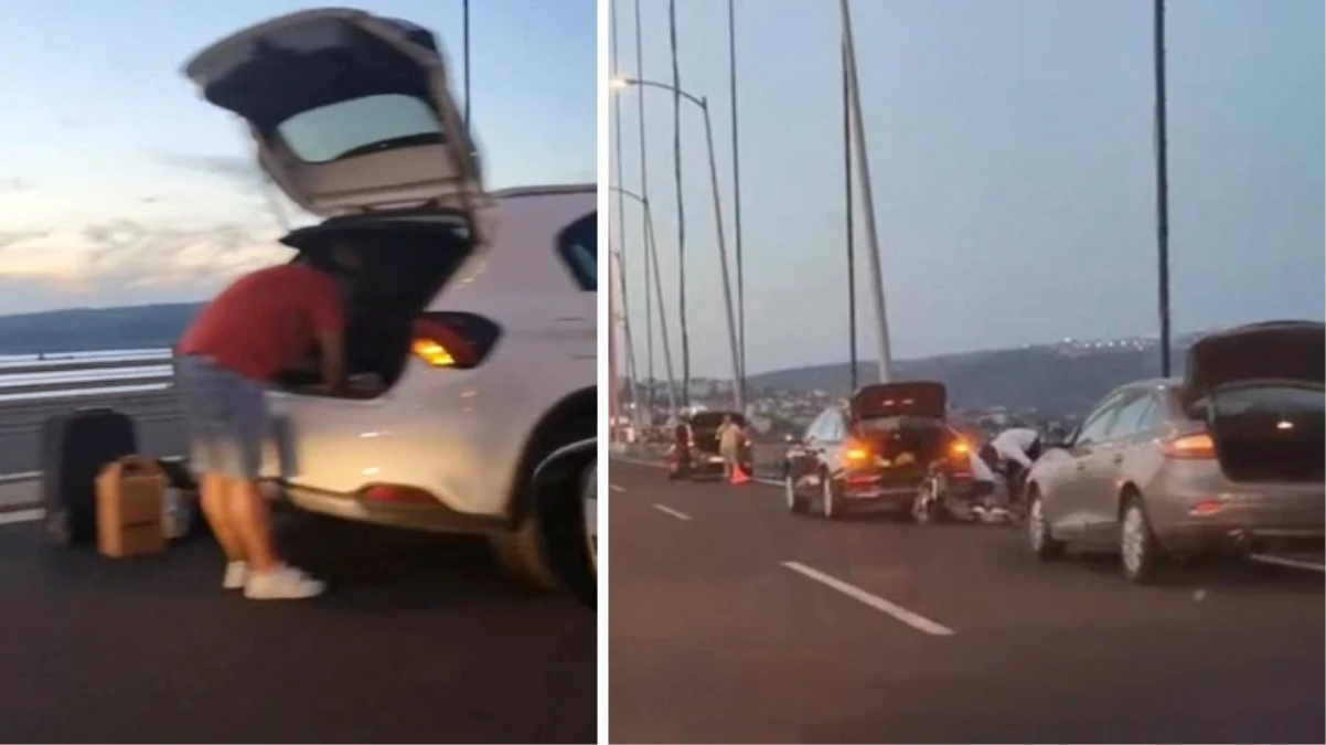 Osmangazi Köprüsü'nde 10'dan fazla aracın aynı anda lastiği patladı